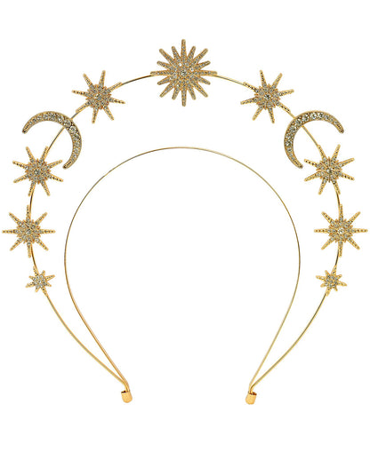 Mystical Sun, Moon, And Stars Tiara - Gold