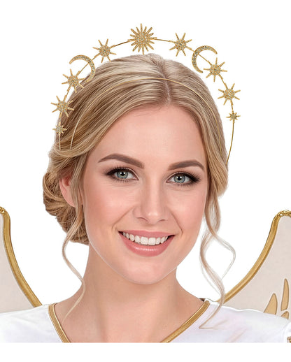 Mystical Sun, Moon, And Stars Tiara - Gold