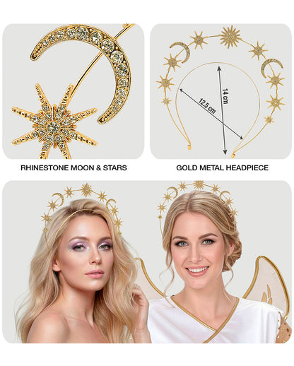 Mystical Sun, Moon, And Stars Tiara - Gold
