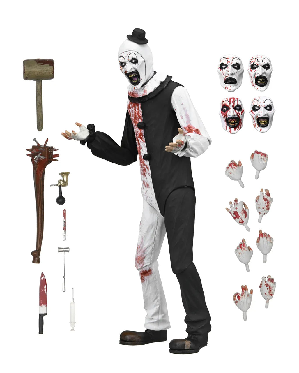 NECA Terrifier 2 Art The Clown Blood Splattered Ultimate Action Figur 18cm