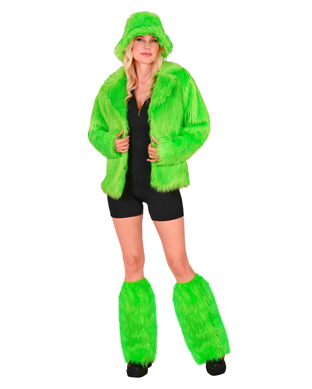 Neon Grüne Plüsch Beinstulpen