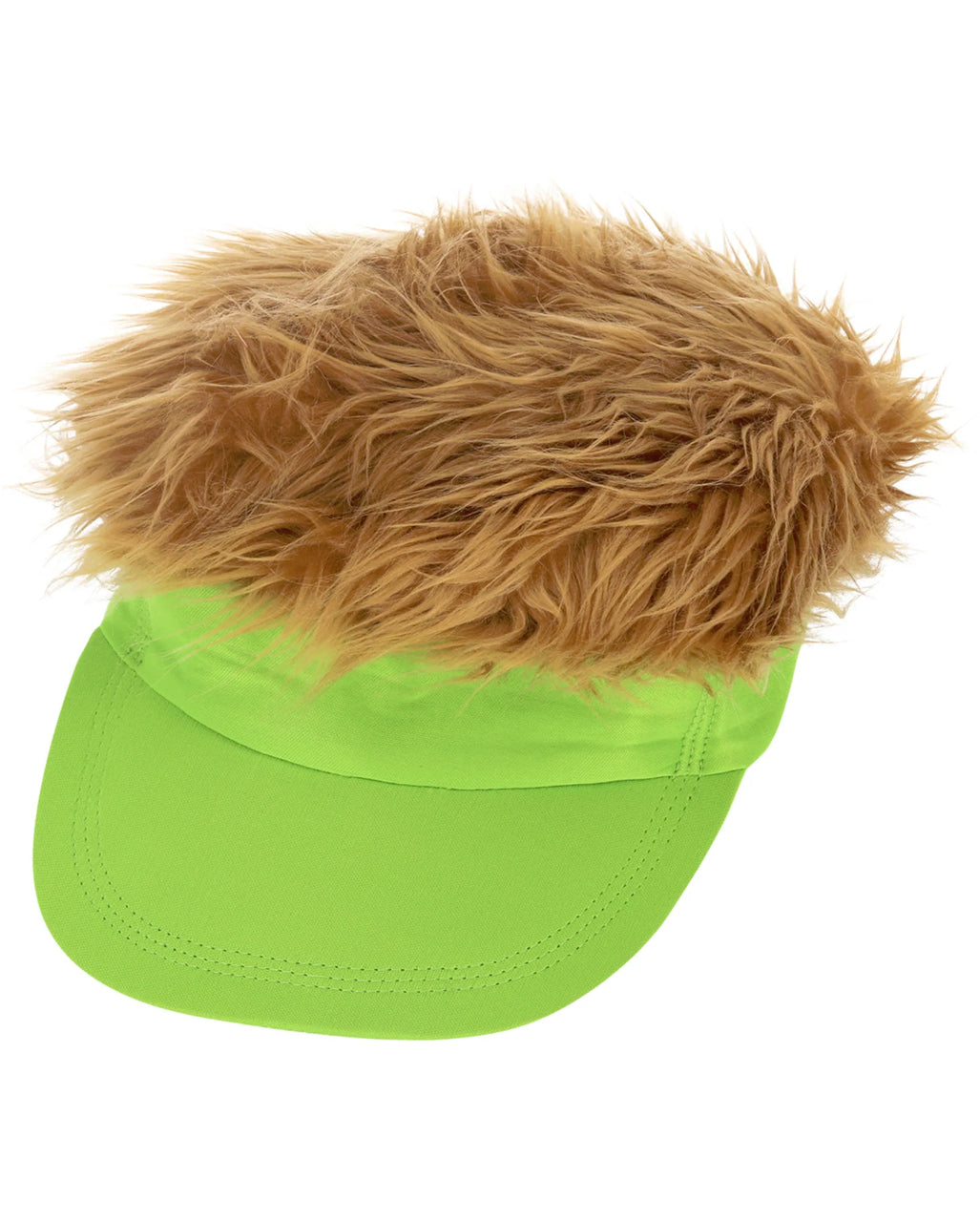 80's Visierhut neongrün mit dunkelblondem Haar