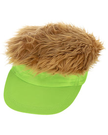 80's Visierhut neongrün mit dunkelblondem Haar