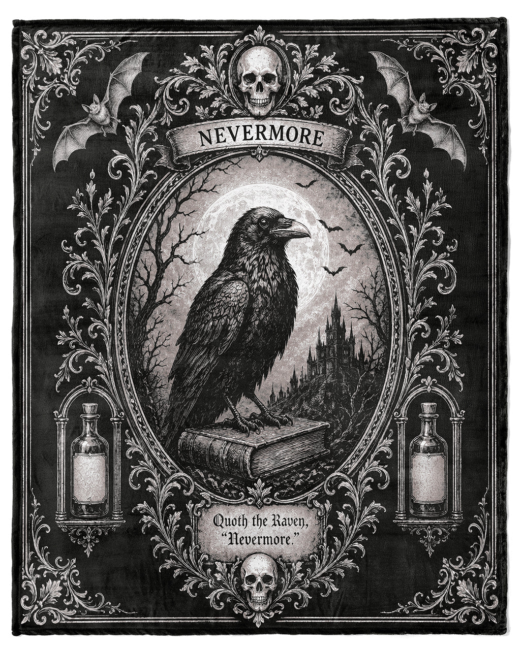 „Quoth the Raven“ Noctis Manor Gothic Kuscheldecke 152x178cm
