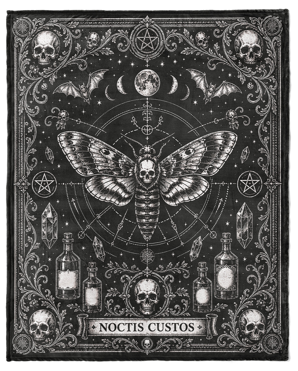 Noctis Manor „Totenkopfschwärmer“ Gothic Kuscheldecke 178x152cm