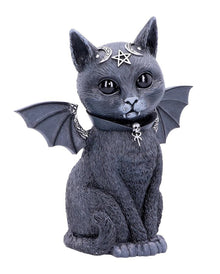 Mystische Katzenfigur mit Fledermaus Flügel 24cm