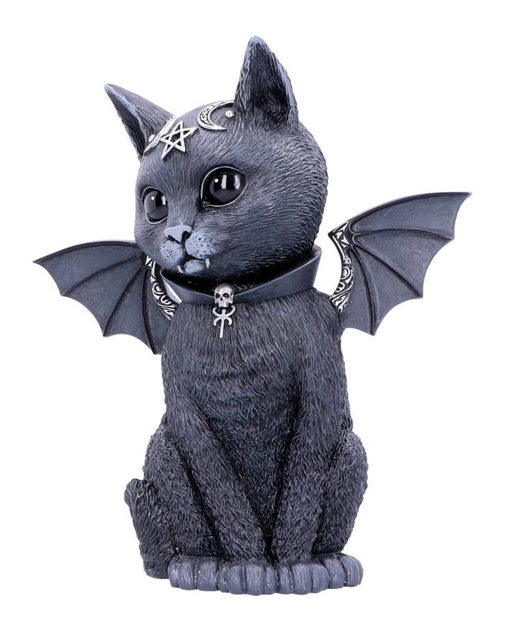 Mystische Katzenfigur mit Fledermaus Flügel 24cm