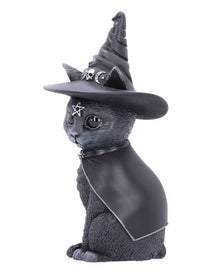 Mystische Katzenfigur mit Hexenhut 30cm