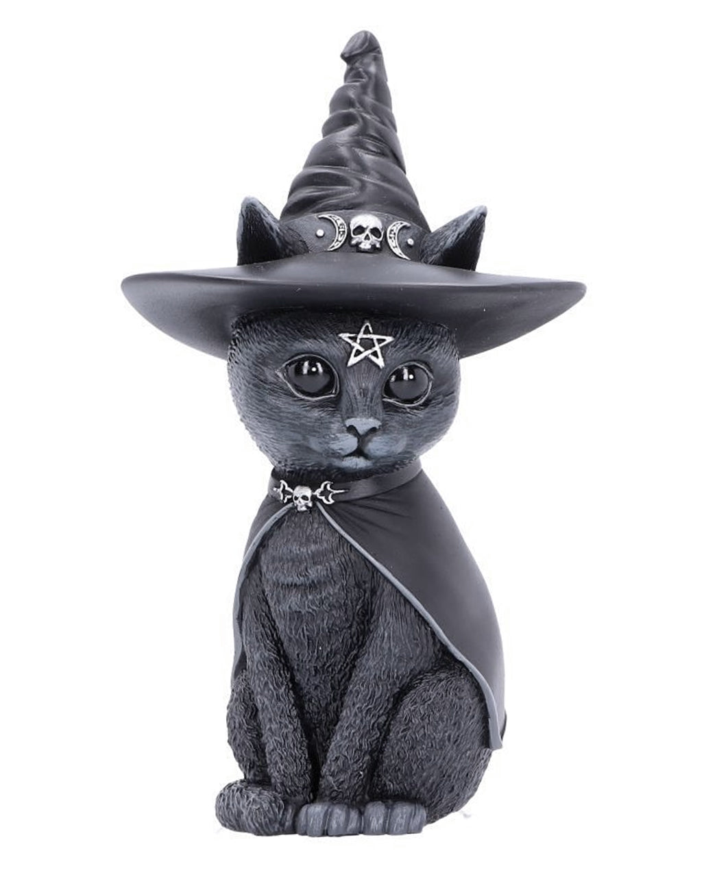 Mystische Katzenfigur mit Hexenhut 30cm