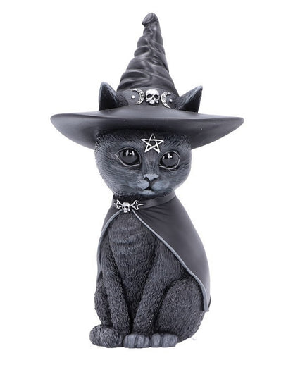 Mystische Katzenfigur mit Hexenhut 30cm