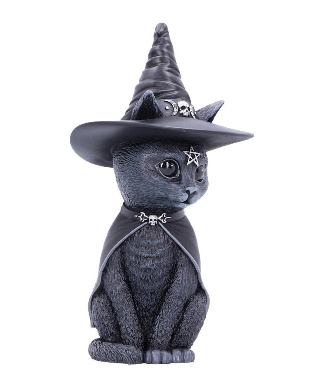 Mystische Katzenfigur mit Hexenhut
