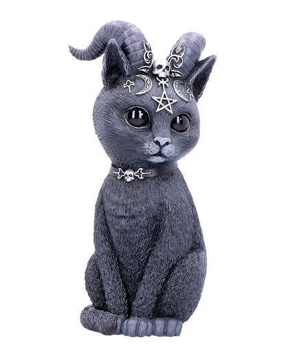 Mystische Katzenfigur mit Ziegenhörner 26,5cm