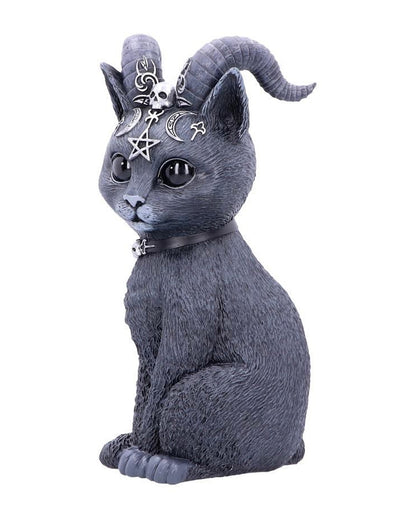 Mystische Katzenfigur mit Ziegenhörner 26,5cm