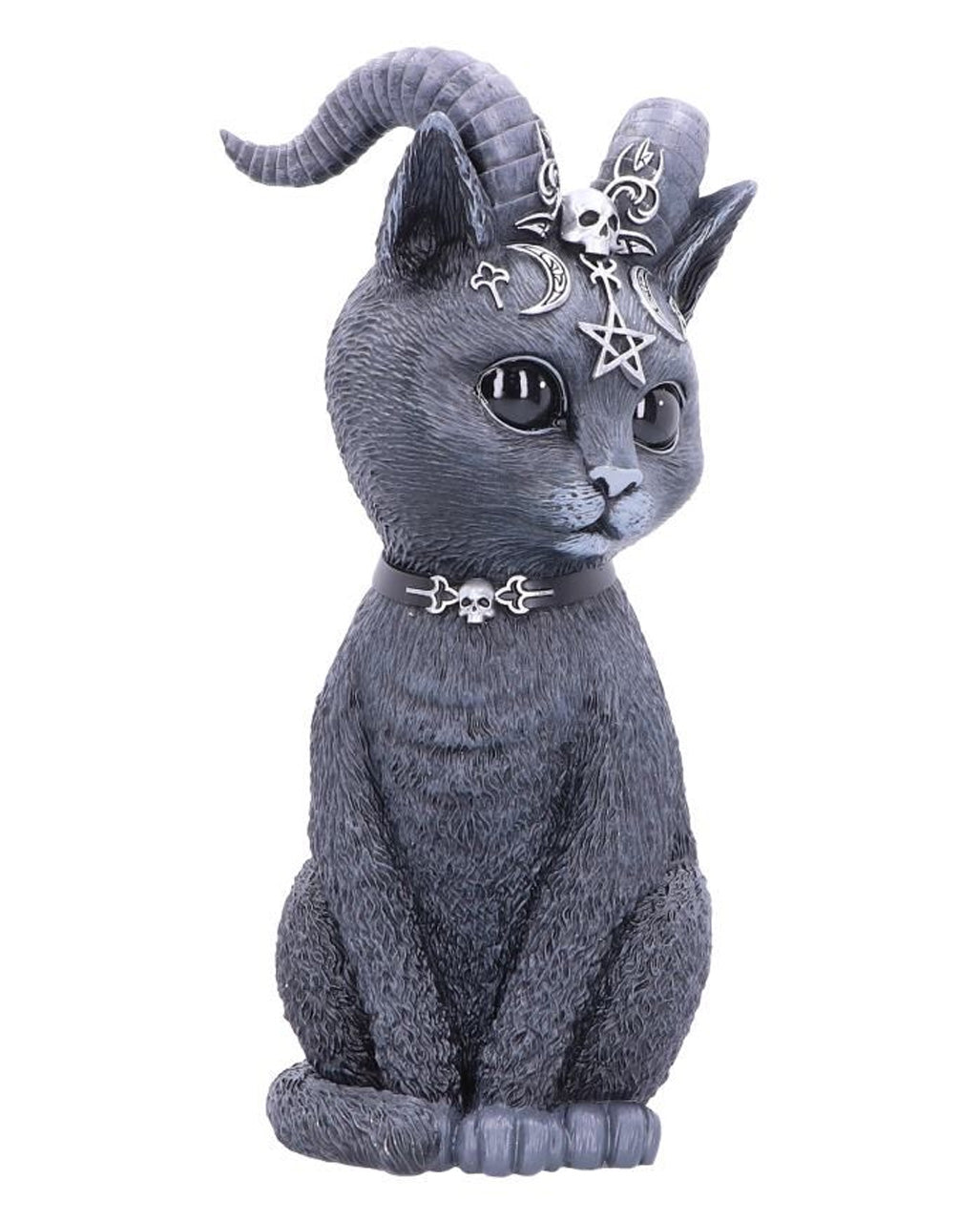 Mystische Katzenfigur mit Ziegenhörner 26,5cm