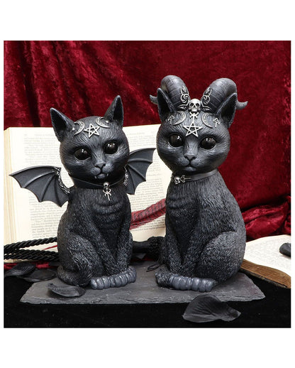 Mystische Katzenfigur mit Ziegenhörner 26,5cm