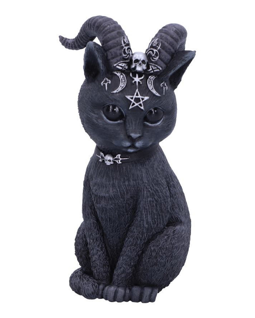 Mystische Katzenfigur mit Ziegenhörner