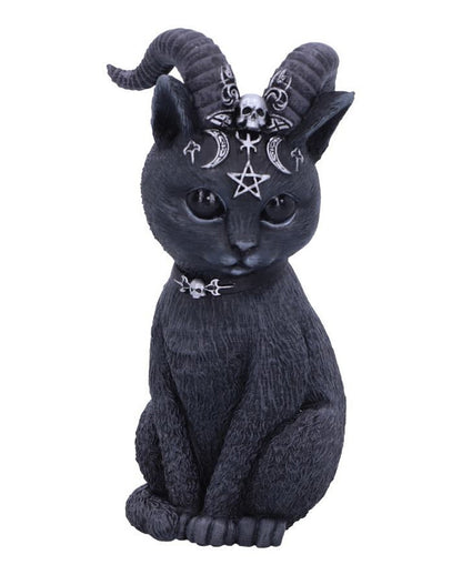 Mystische Katzenfigur mit Ziegenhörner