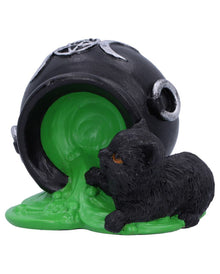 Schwarze Katze mit umgefallenem Hexenkessel 8,7cm