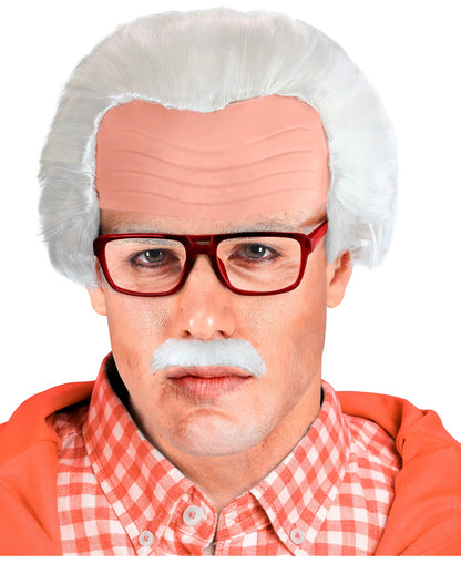 Grandpa Wig With Bald Head - Mustache & Glasses