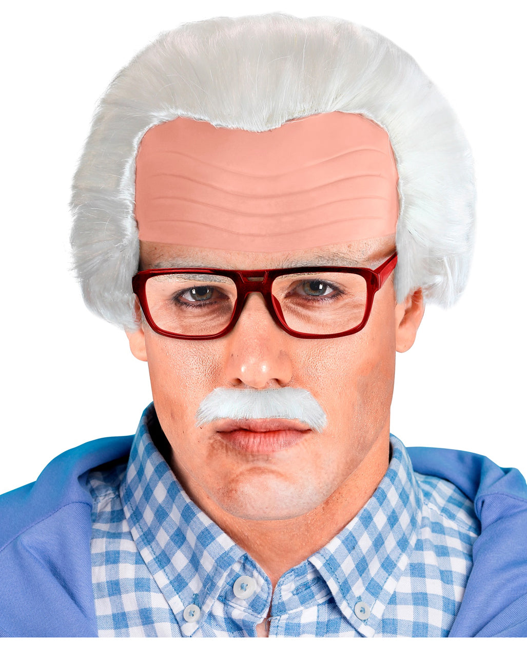 Grandpa Wig With Bald Head - Mustache & Glasses