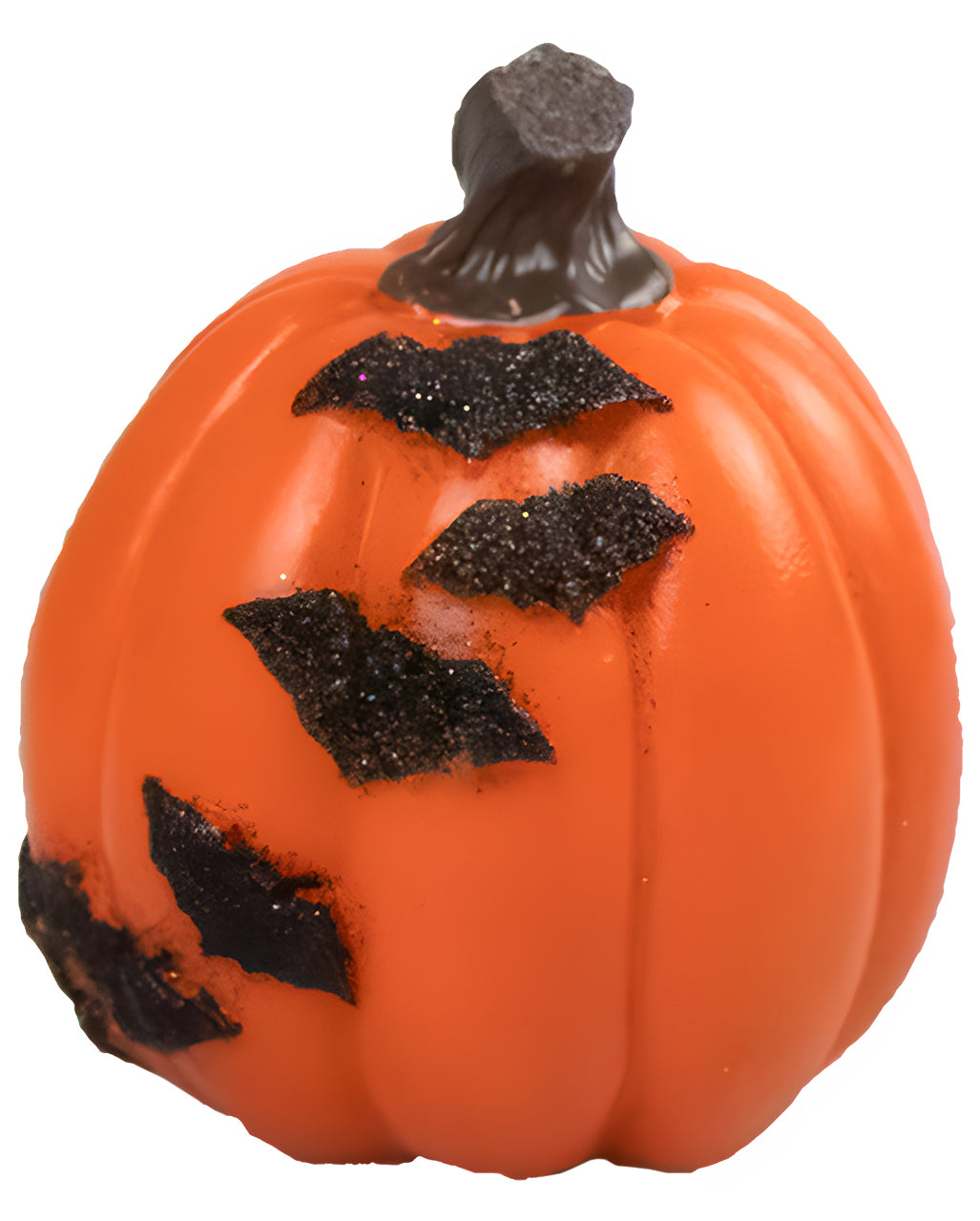 Orange Decoration Pumpkin With Glitter Bats 9,5cm