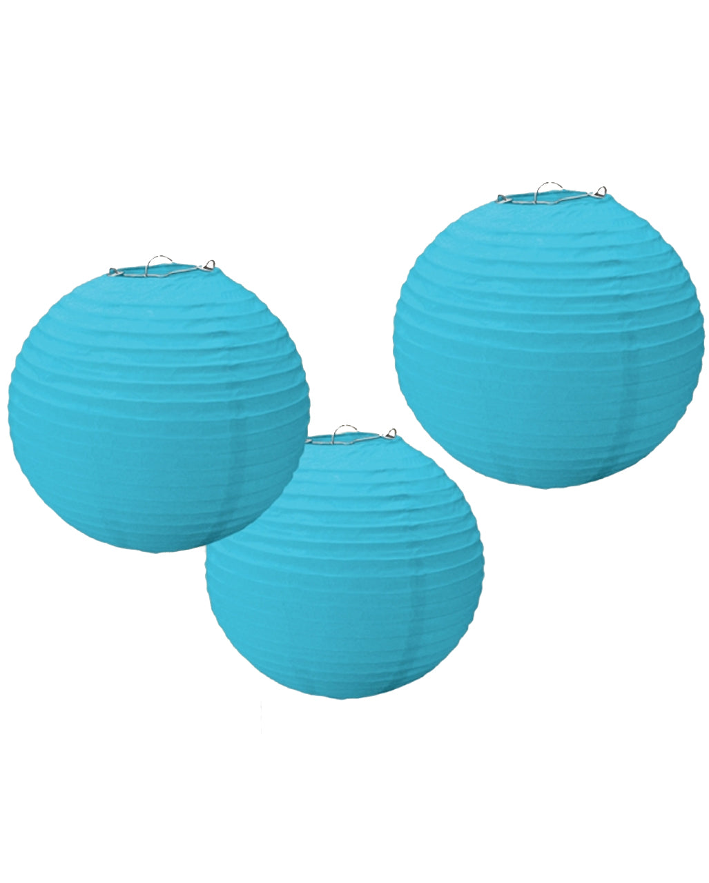 Lampion Set aus Papier 3 tlg. Hellblau