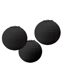 Schwarzes Papier Lampion Set 3tlg.