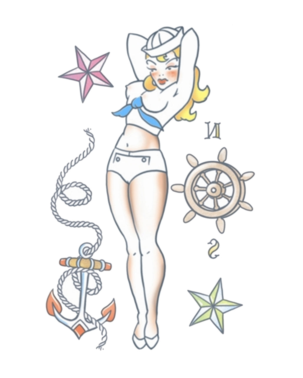 Matrosen Pin Up Tattoo zum Aufkleben