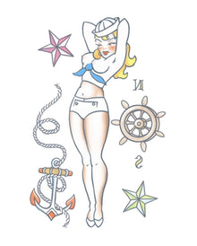 Matrosen Pin Up Tattoo zum Aufkleben