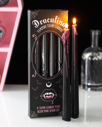 Rosa "Blutende" Vampir Kerzen 4 Stück