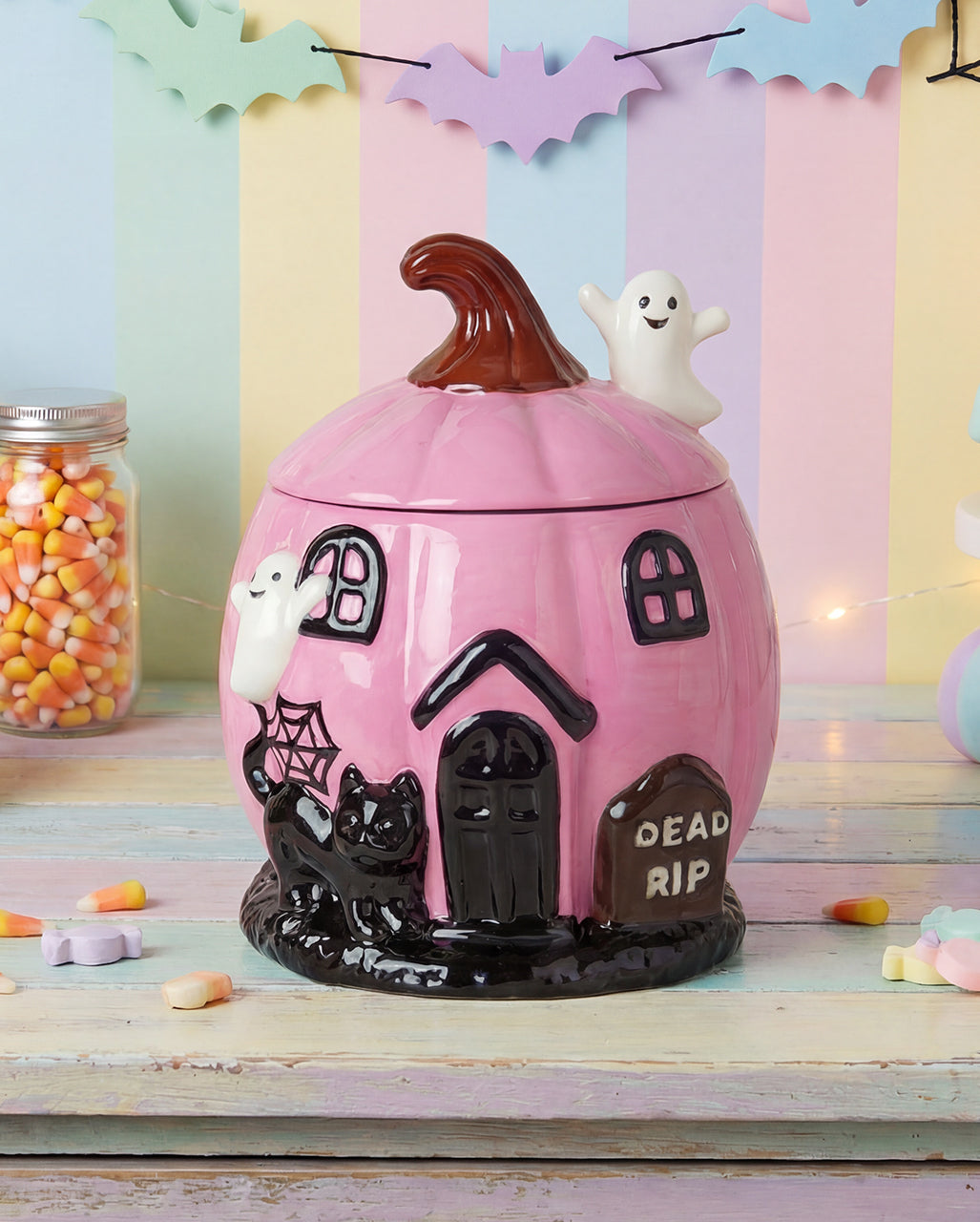 Pinke Summerween Kürbis Keksdose 18cm