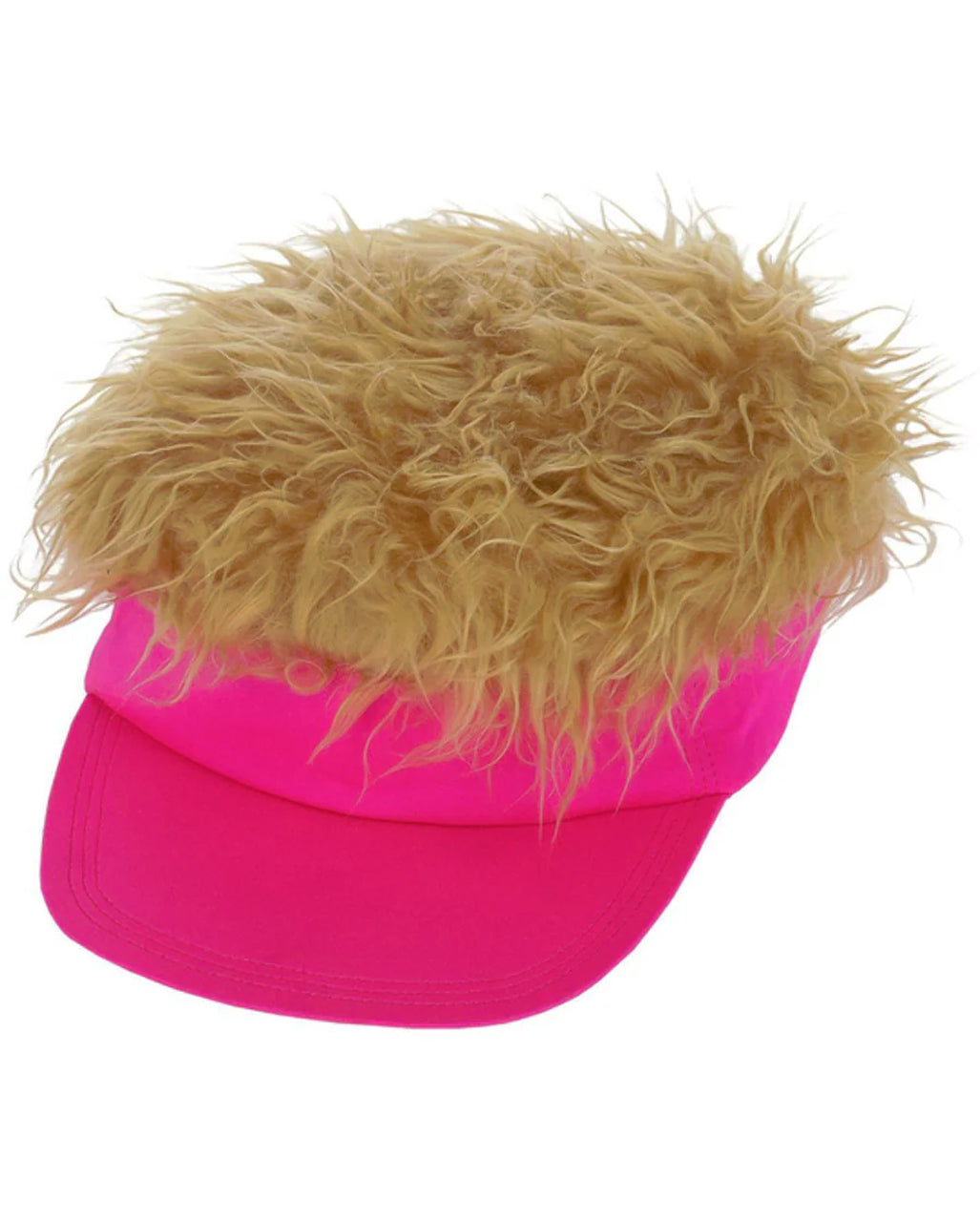 80's Visierhut pink mit dunkelblondem Haar
