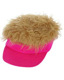 80's Visierhut pink mit dunkelblondem Haar
