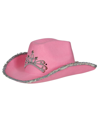 Pink Cowboy Hat With Rhinestones & Sequins