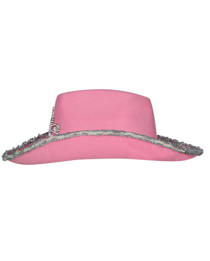 Pink Cowboy Hat With Rhinestones & Sequins