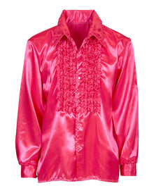 70´s Disco Fashion Rüschenhemd Pink
