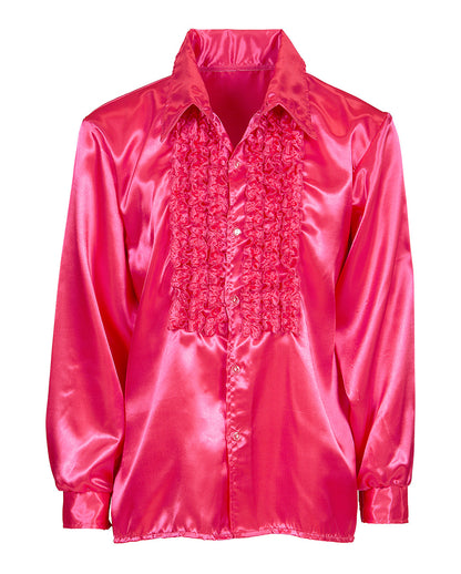 70´s Disco Fashion Rüschenhemd Pink