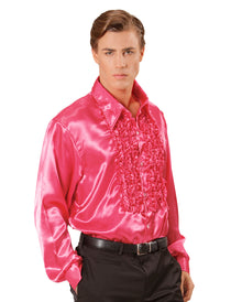 70´s Disco Fashion Rüschenhemd Pink