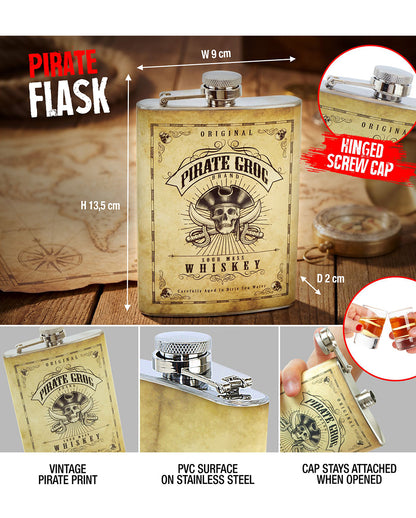 Pirate Grog Whiskey Flask Bottle
