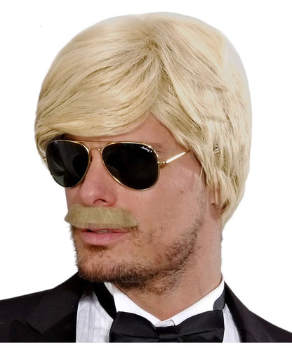 Playboy Men's Wig With Mustache Blond