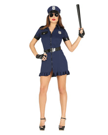 Schwarz-blaues Polizistin Kostüm