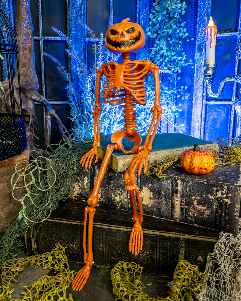 Positionierbares Jack O'Lantern Skelett 39cm