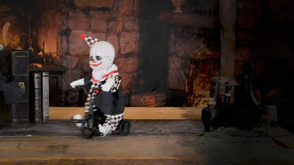 Spooky Clown Doll auf Dreirad Halloween Animatronic 39cm