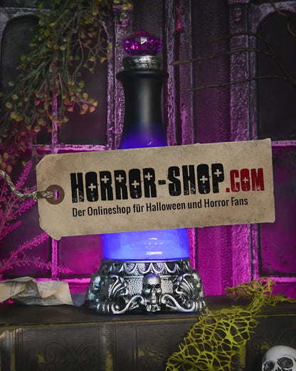 Violette Zaubertrankflasche mit Seelenschleim & Blue LED`s 28cm