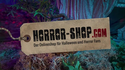 Verfaulter Halloween Kürbis mit Strunk & Beleuchtung 25cm