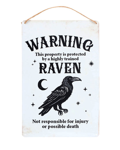 "Protected by a Raven" Metallschild 30x20cm