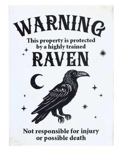 "Protected by a Raven" Metallschild 30x20cm