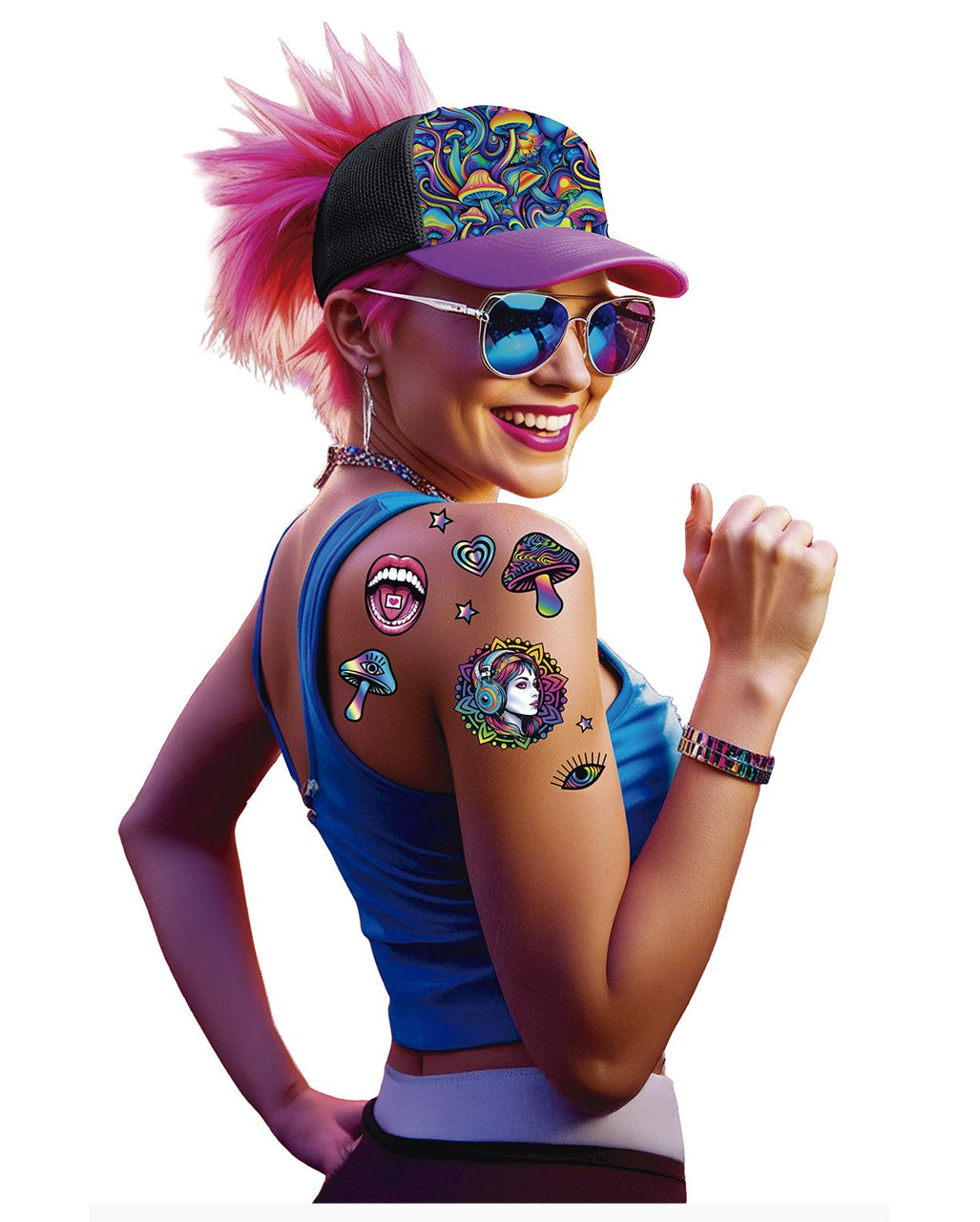 Magic Mushroom Psychedelic Tattoo Set