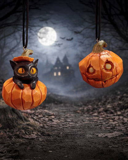 Pumpkin & Patch Halloween Kürbis-Anhänger 2er-Set 7cm
