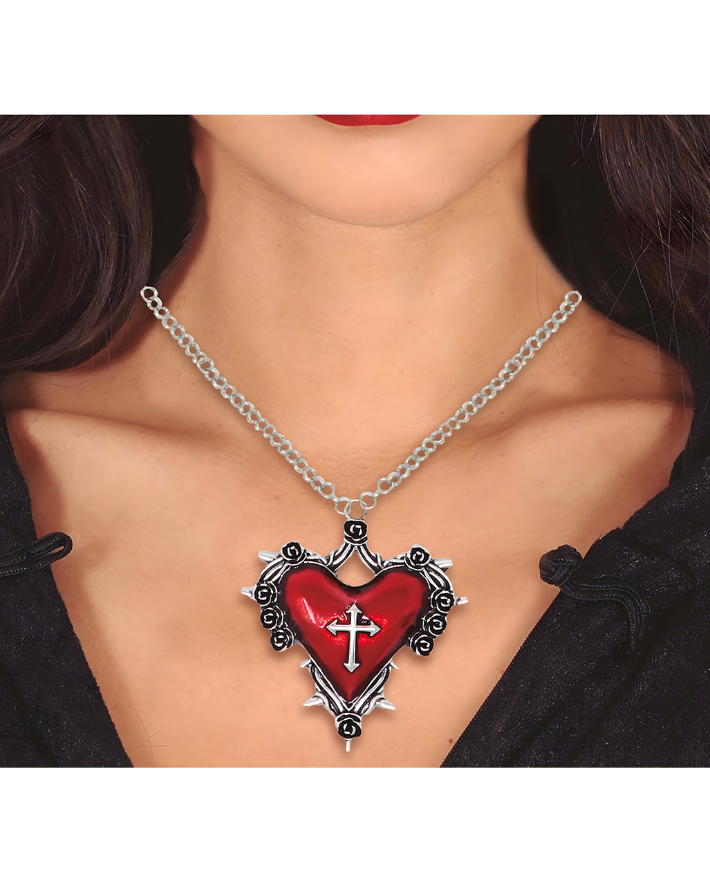 Rote Gothic Herz Medaillon Halskette